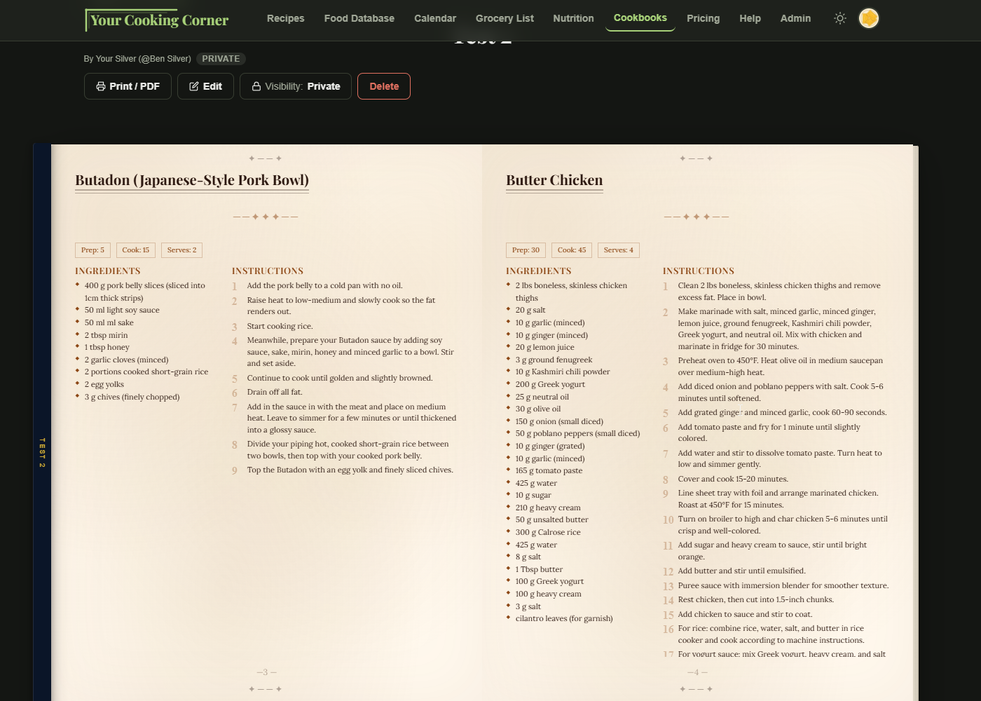 Your Cooking Corner — app screenshot